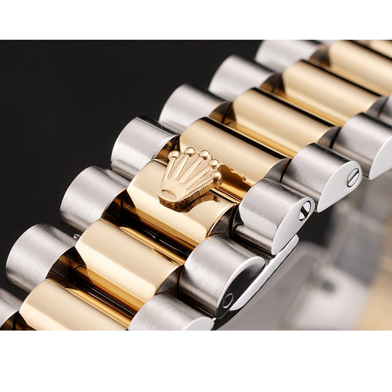 Aaa fake watches Two Tone 1454103 Day-Date Diamond Dial Bracelet Swiss Bezel Rolex Champagne 0712